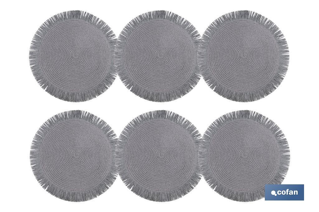 BAJOPLATO REDONDO FLECOS DE COLOR GRIS  MEDIDA 38 CM