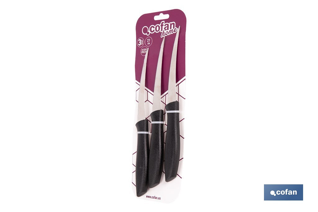 PACK DE 3 CUCHILLOS PARA FRUTA Y VERDURA 21 CM