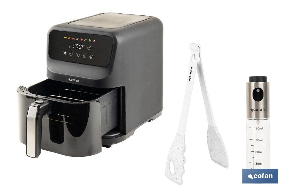 PACK DE FREIDORA DE AIRE, PINZAS Y PULVERIZADOR DE ACEITE