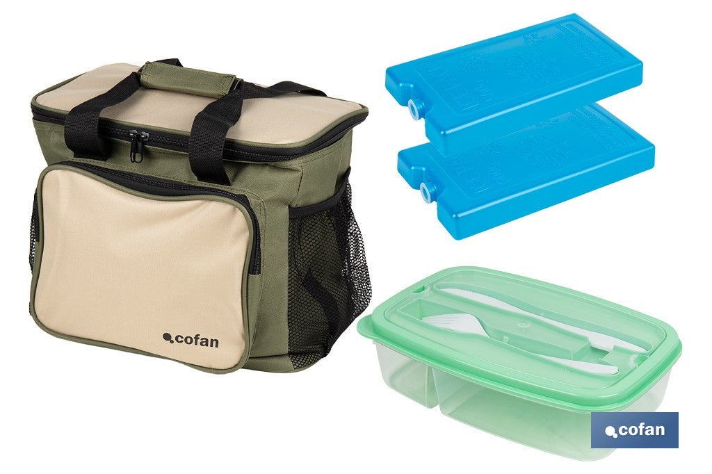 PACK DE BOLSA NEVERA ,2 ACUMULADORES DE FRIO Y FIAMBRERA