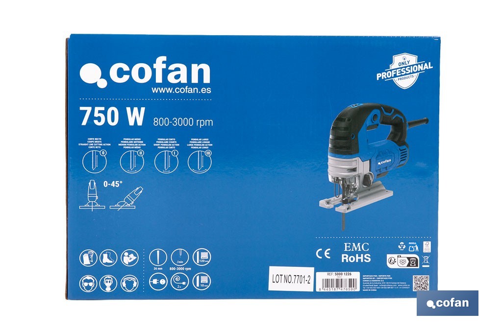 SIERRA DE CALAR ELÉCTRICA 750W 0-45° (800-3000 RPM)