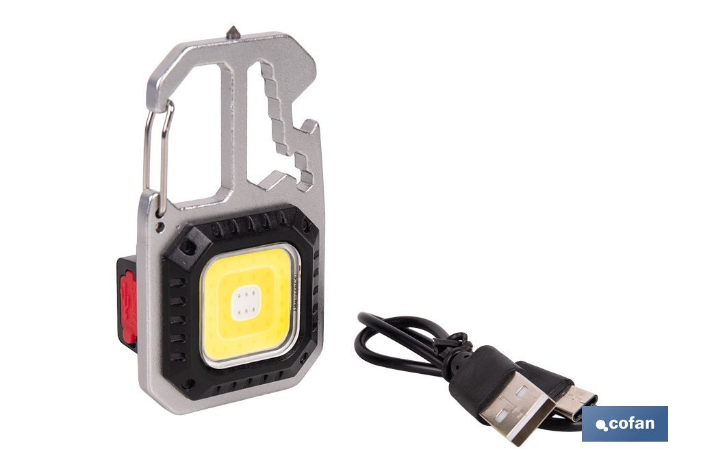 LLAVERO LINTERNA MULTIFUNCIONAL COB 400 LM CON 7 FUNCIONES