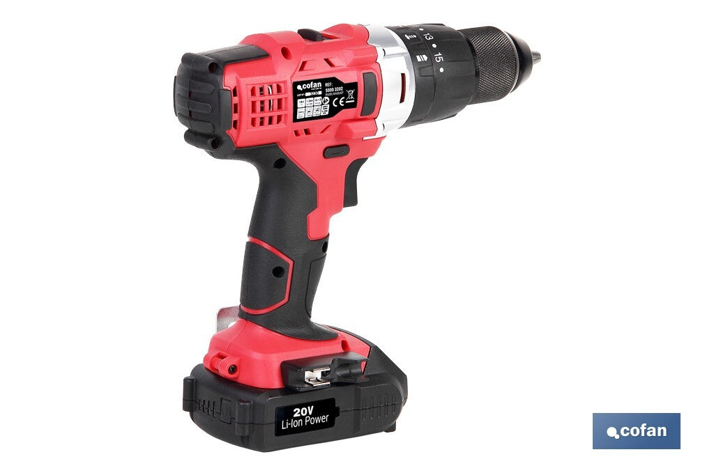 TALADRO PERCUTOR A BATERÍA Li-ion 20 V 1300 RPM 35 Nm