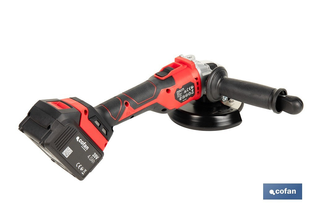 AMOLADORA A BATERÍA Li-ion 20 V 10.000 RPM - 115/125 MM