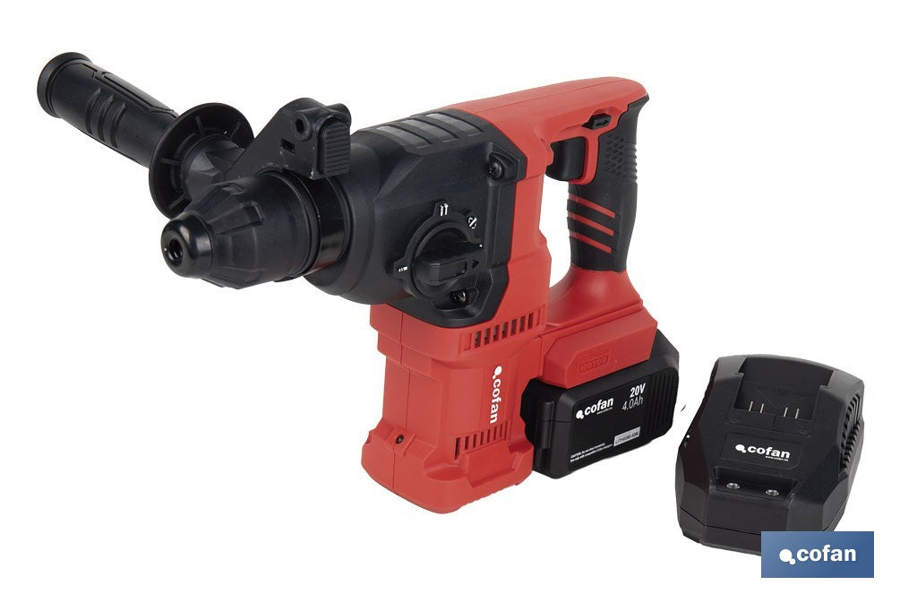 TALADRO MARTILLO PERFORADOR SDS-PLUS A BATERÍA Li-ion 20 V 1150 RPM