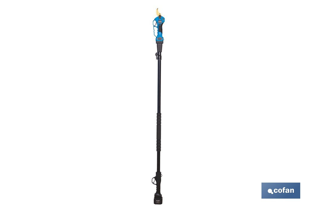 CONJUNTO TIJERAS DE PODAR A BATERÍA + PÉRTIGA EXTENSIBLE 140 - 207 CM