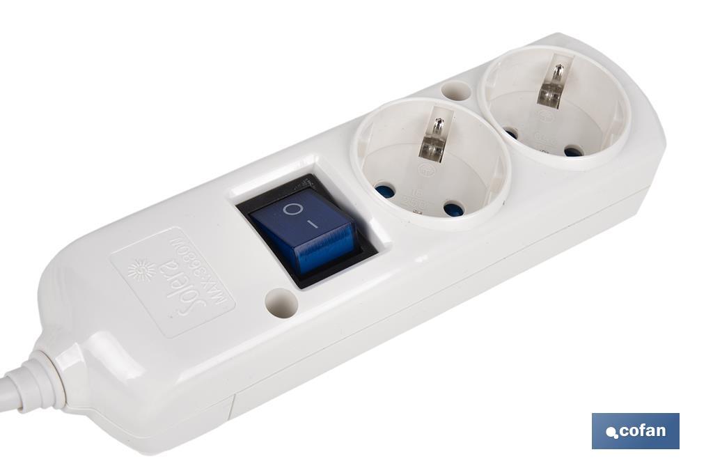 BASE BIPOLAR 2 TOMAS Y PROLONGACIÓN 1,5M CON INTERRUPTOR LUMINOS 16A250V