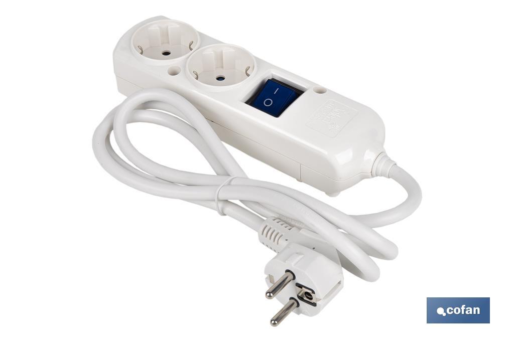 BASE BIPOLAR 2 TOMAS Y PROLONGACIÓN 1,5M CON INTERRUPTOR LUMINOS 16A250V