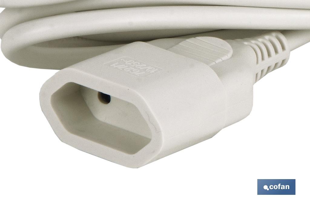 PROLONGADOR BIPOLAR 10A250V ESPIGAø4 CABLE 3M BLANCO