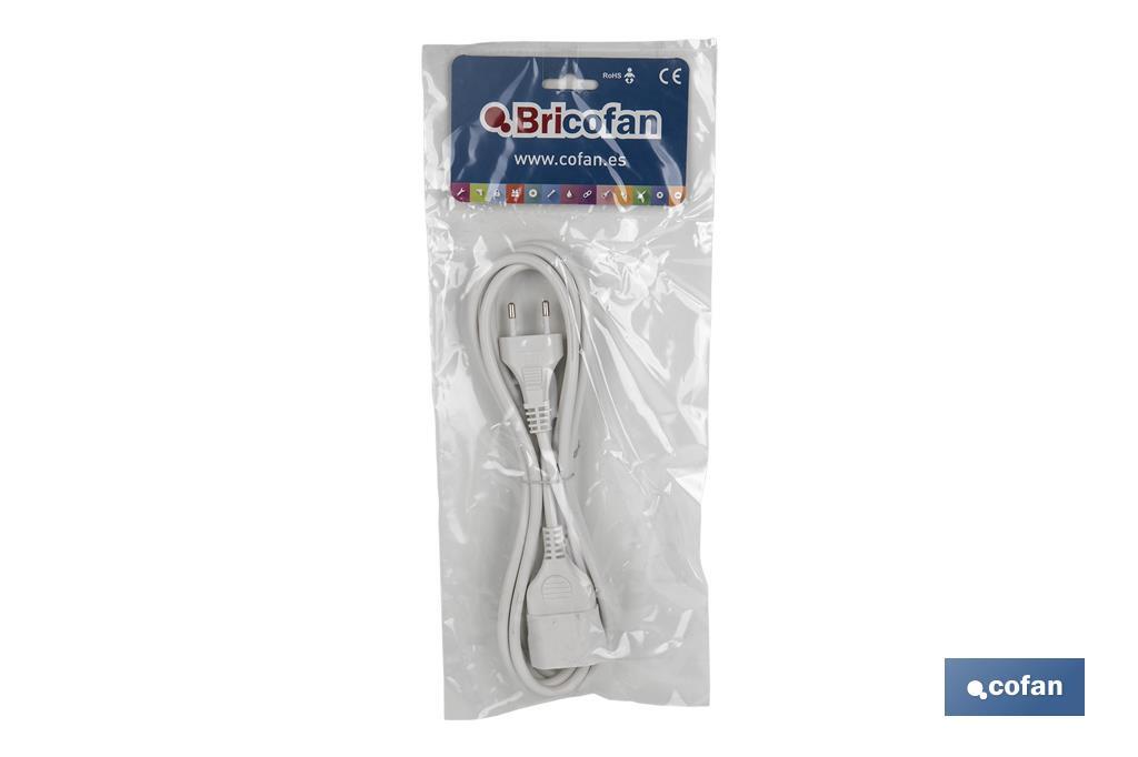 PROLONGADOR BIPOLAR 10A250V ESPIGAø4 CABLE 3M BLANCO