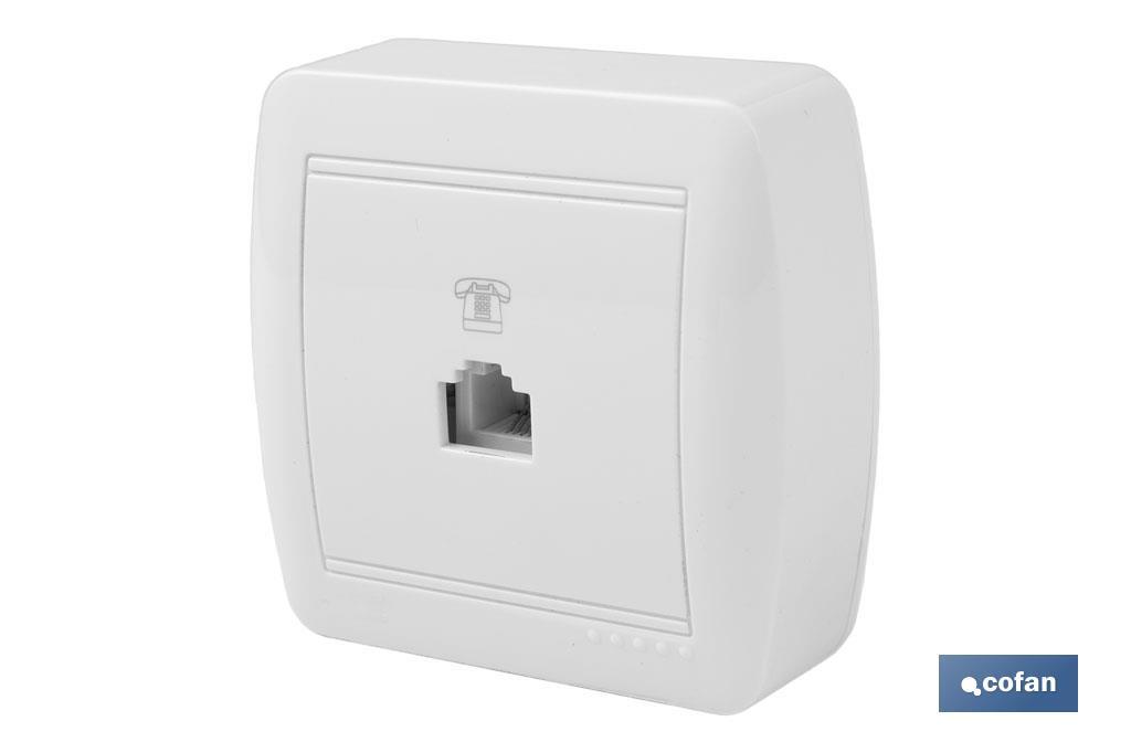BASE TELEFONO RJ11 SUPERFICIE BLANCO MODELO ATLANTIS