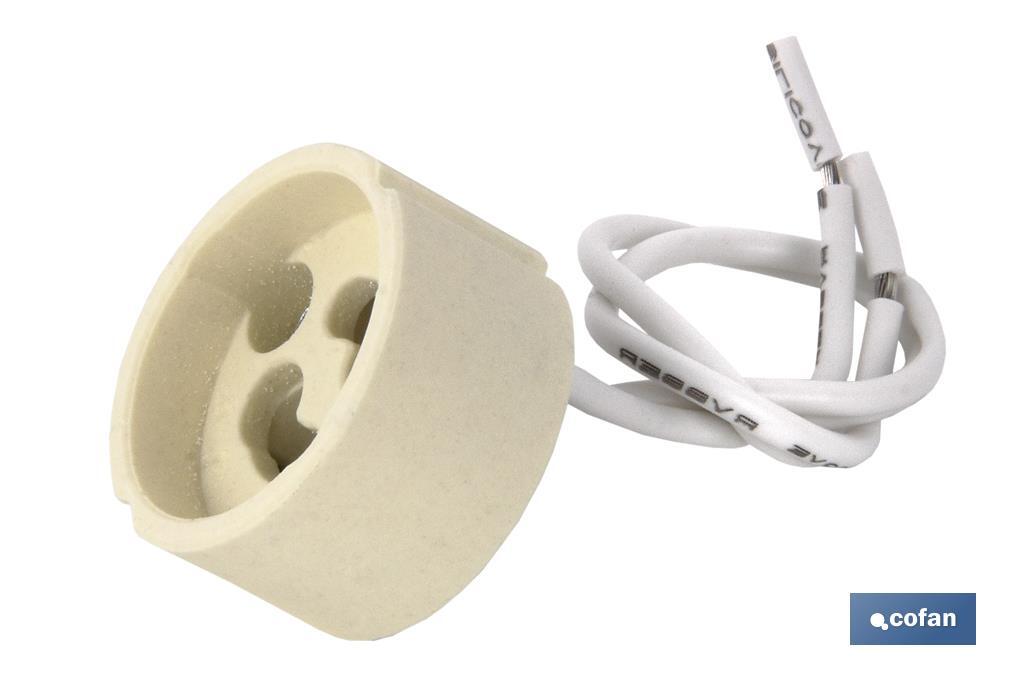 PORTALÁMPARAS CERÁMICA 2A250V CON CASQUILLO GZ10 Y 150MM CABLE