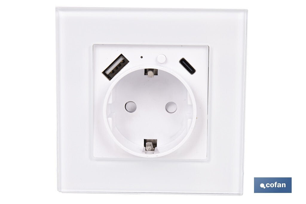 BASE ENCHUFE CON PUERTO USB Y TIPO C WIFI