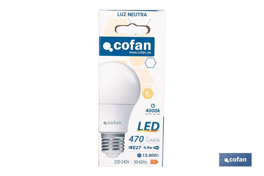 BOMBILLA LED CLASSIC E27 4.9 W 470 LM 4000 K