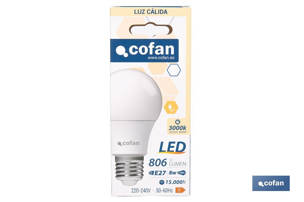 BOMBILLA LED CLASSIC E27 8 W 806 LM 3000 K