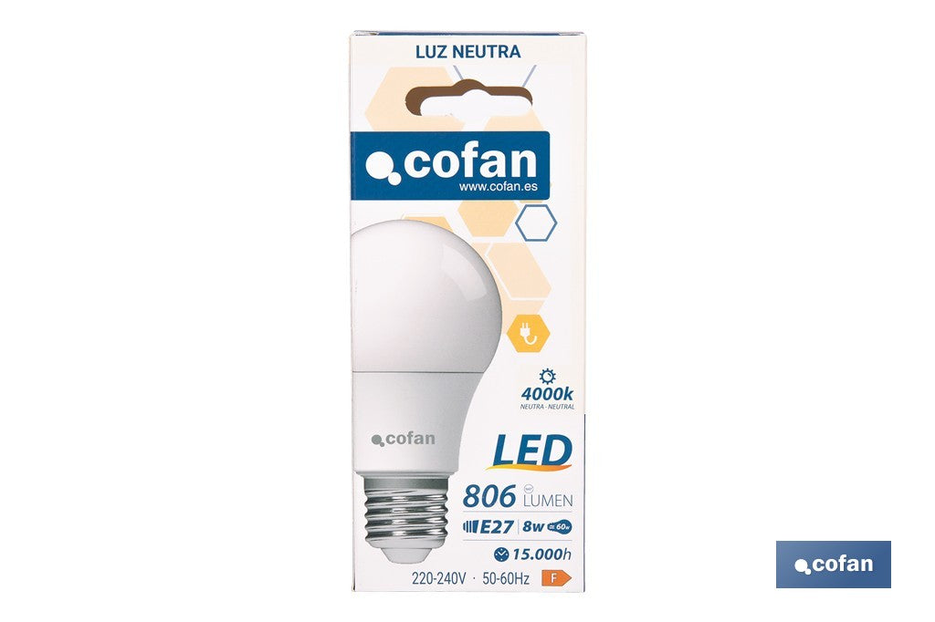 BOMBILLA LED CLASSIC E27 8 W 806 LM 4000 K