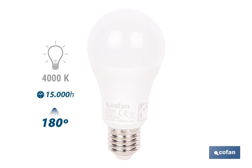 BOMBILLA CLASSIC CON SENSOR 9 W E27 806 LM 4000 K
