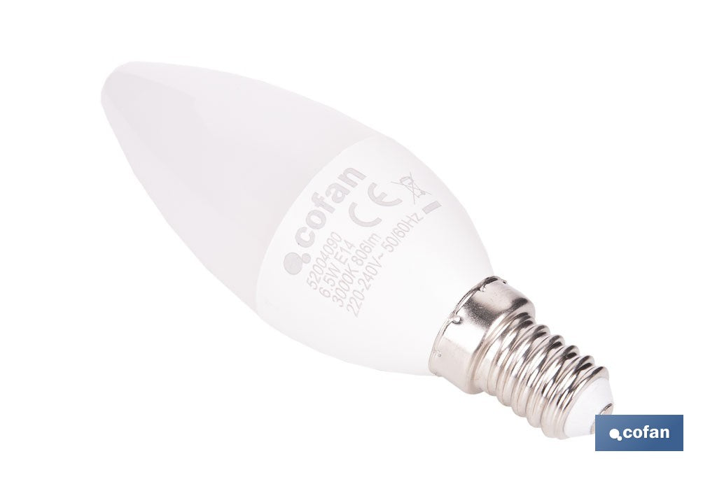 BOMBILLA LED VELA 6.5 W E14  806 LM 3000 K