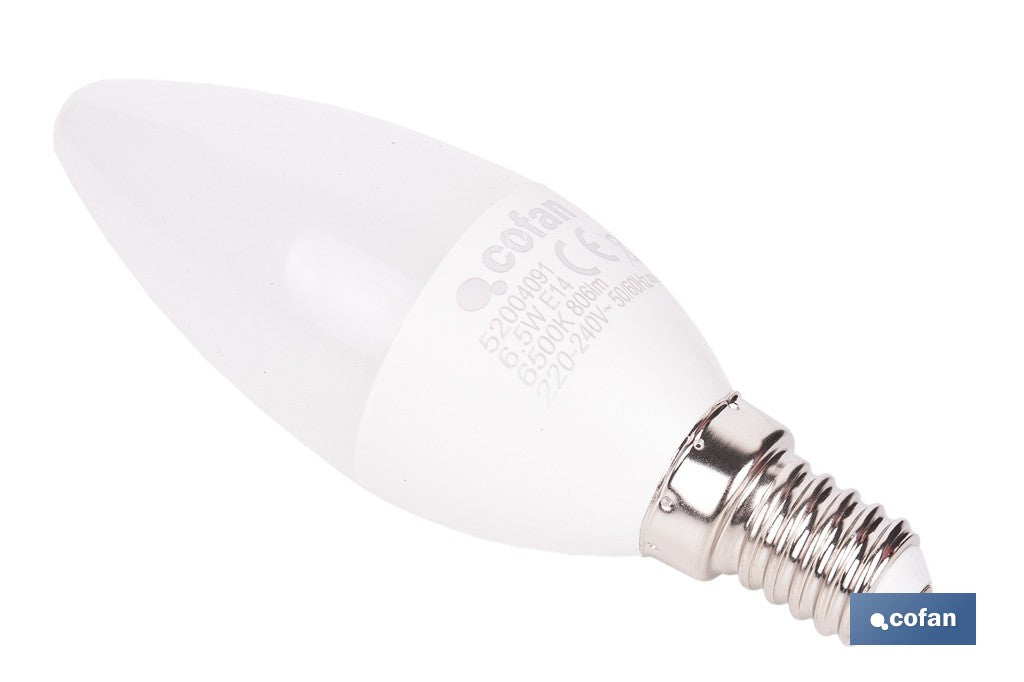 BOMBILLA LED VELA 6.5 W E14 806 LM 6500 K