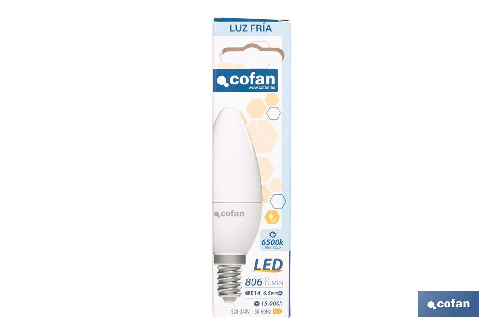 BOMBILLA LED VELA 6.5 W E14 806 LM 6500 K