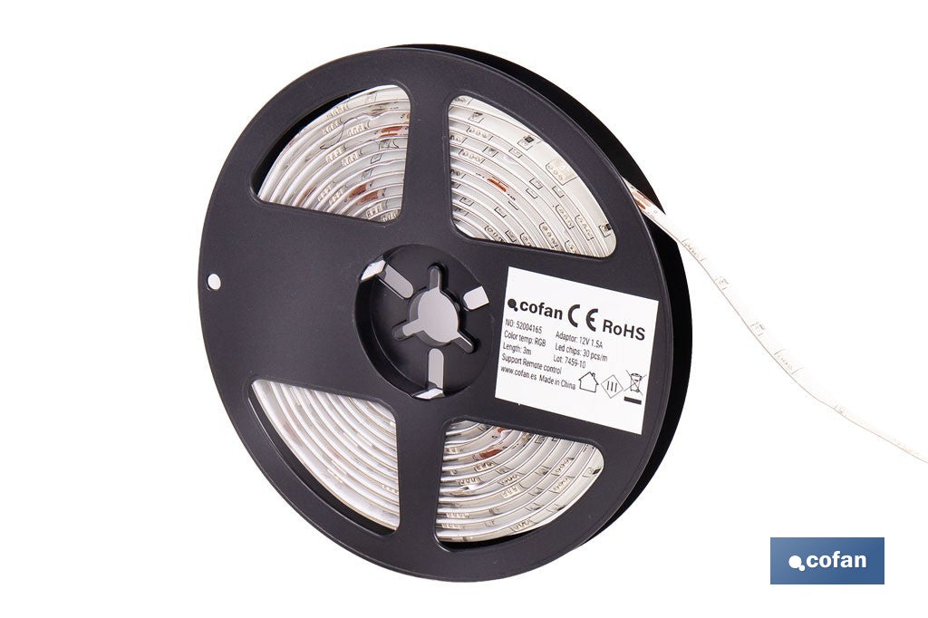 TIRA LED 12 V IP65 CON CONTROL REMOTO 3 M