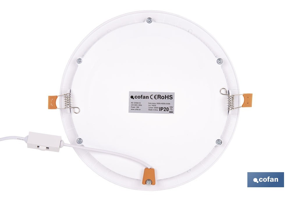 DOWNLIGHT EMPOTRABLE BLANCO SMD 18 W 1800 LM Ø220 MM 3CCT