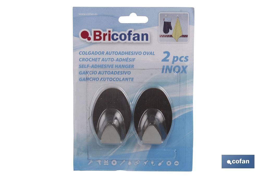 2 UDS COLGADOR AUTOADH. OVAL INOX GRANDE