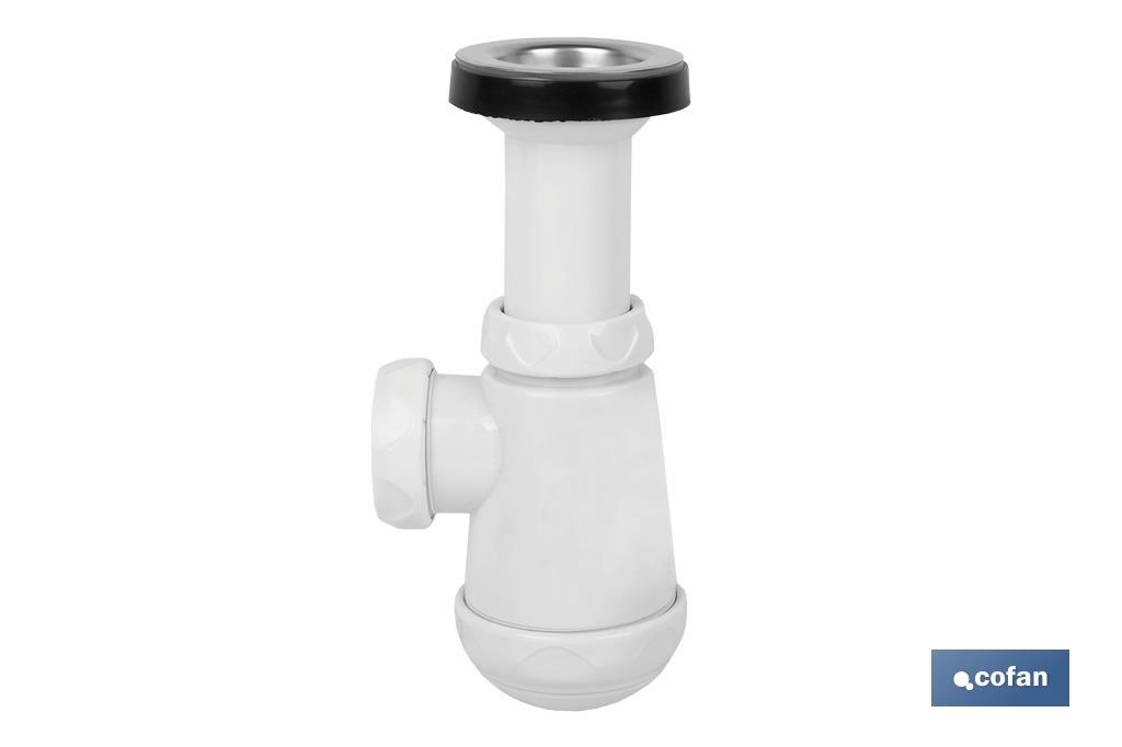 SIFÓN BOTELLA CON SALIDA Ø32-40 Y VÁLVULA LAVABO BIDÉ 1 1/2 x 70