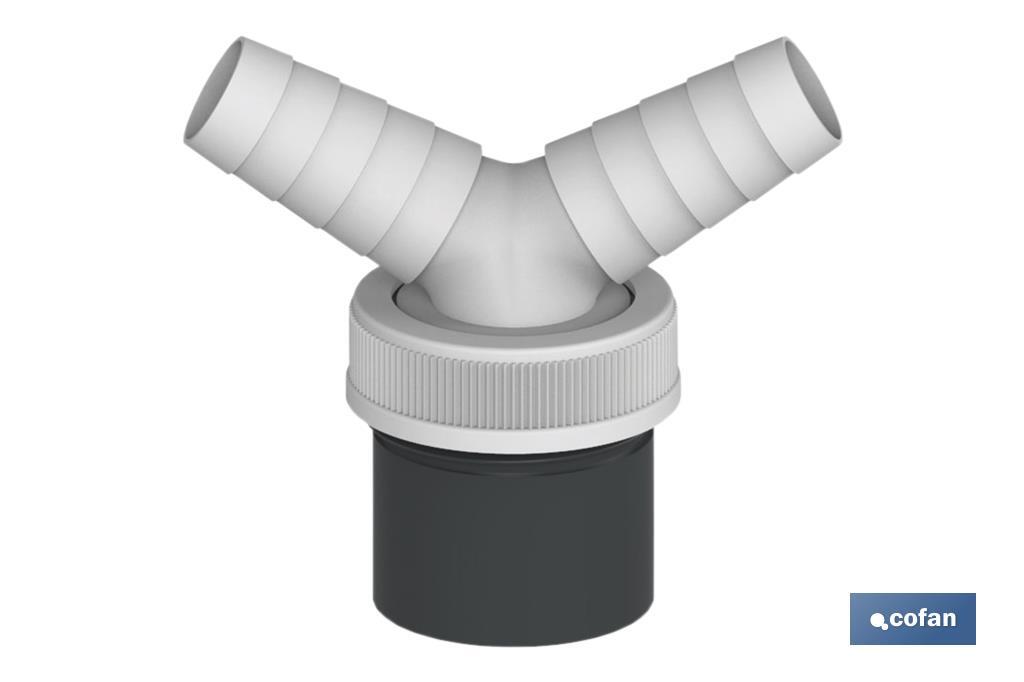 CONEXIÓN PVC Ø40 MM CON DOBLE TOMA AUXILIAR PARA ELECTRODOMÉSTICOS