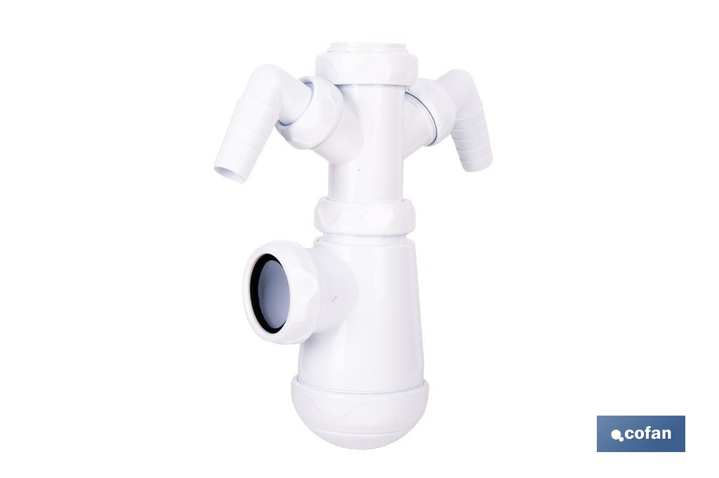 SIFÓN DE BOTELLA CON SALIDA Ø32-40 MM, RACOR 1 1/2 Y 2 TOMAS AUXILIARES