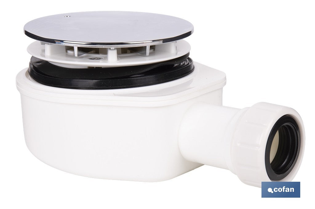 VÁLVULA SIFÓNICA DUCHA EXTRAPLANA CON SALIDA Ø32-40 MM Ø143 MM CON EMBELLECEDOR