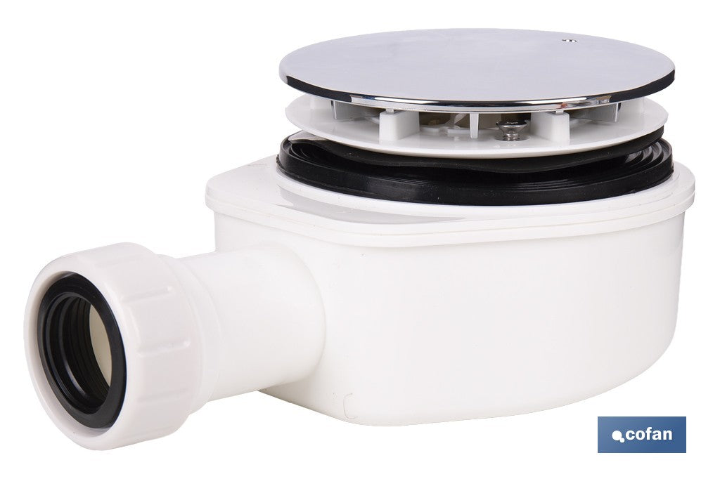 VÁLVULA SIFÓNICA DUCHA EXTRAPLANA CON SALIDA Ø32-40 MM Ø143 MM CON EMBELLECEDOR