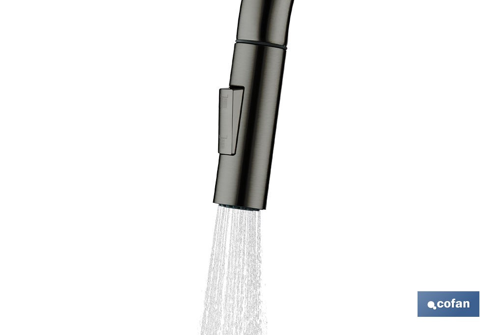 GRIFO DE COCINA DE ACERO NEGRO CON MANGUERA EXTENSIBLE Y 2 FUNCIONES 390 X 250 X 54 MM