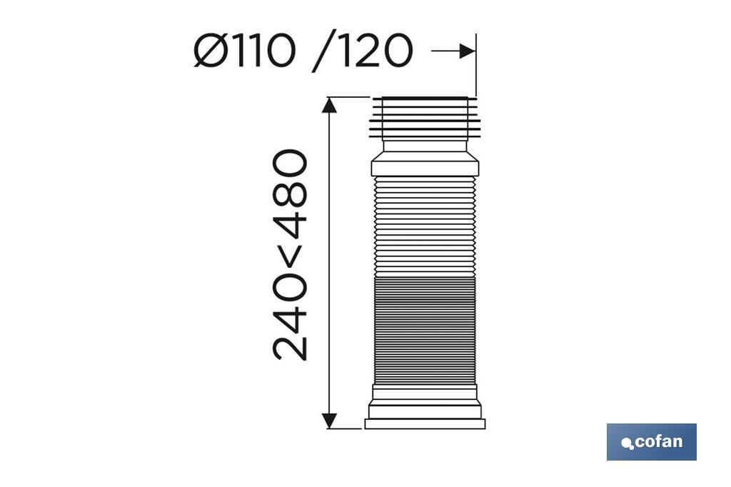 MANGUITO DE CONEXIÓN EXTENSIBLE PARA INODORO Ø110 - 120 MM