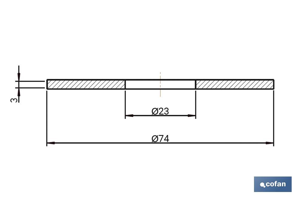 GOMA Ø23 x Ø74 x 3 MM CIERRE SIN CUELLO PARA DESCARGADOR CISTERNA BAJA