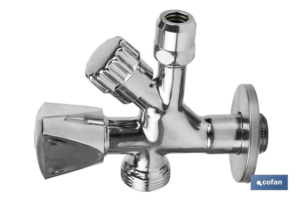 VÁLVULA DE ESCUADRA 1/2 x 3/4 x 3/8 MODELO COMBI