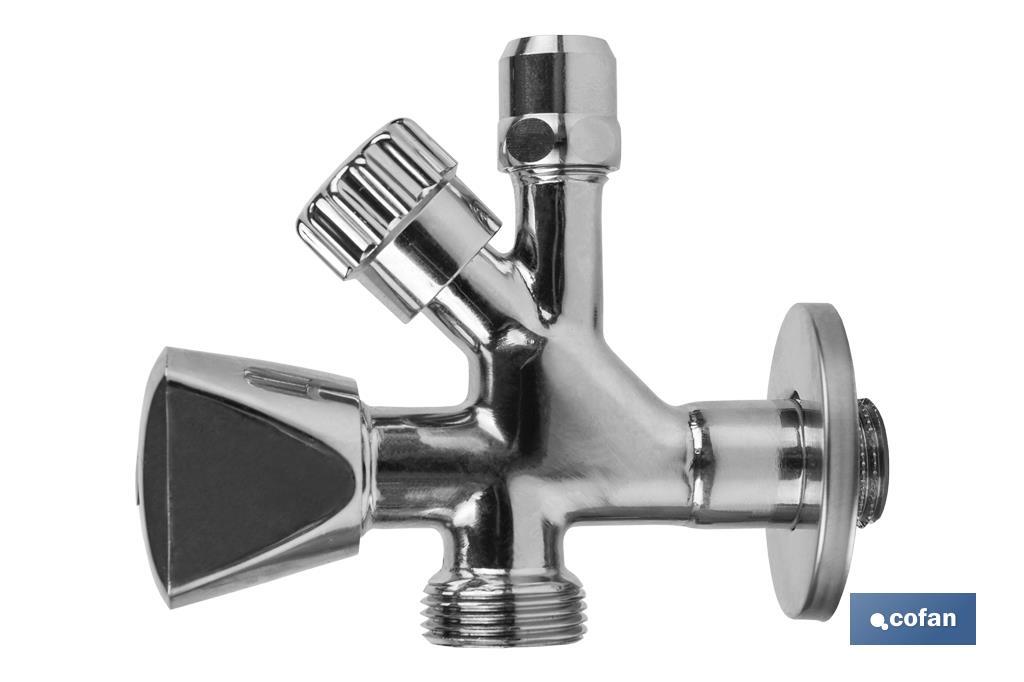 VÁLVULA DE ESCUADRA 1/2 x 3/4 x 3/8 MODELO COMBI