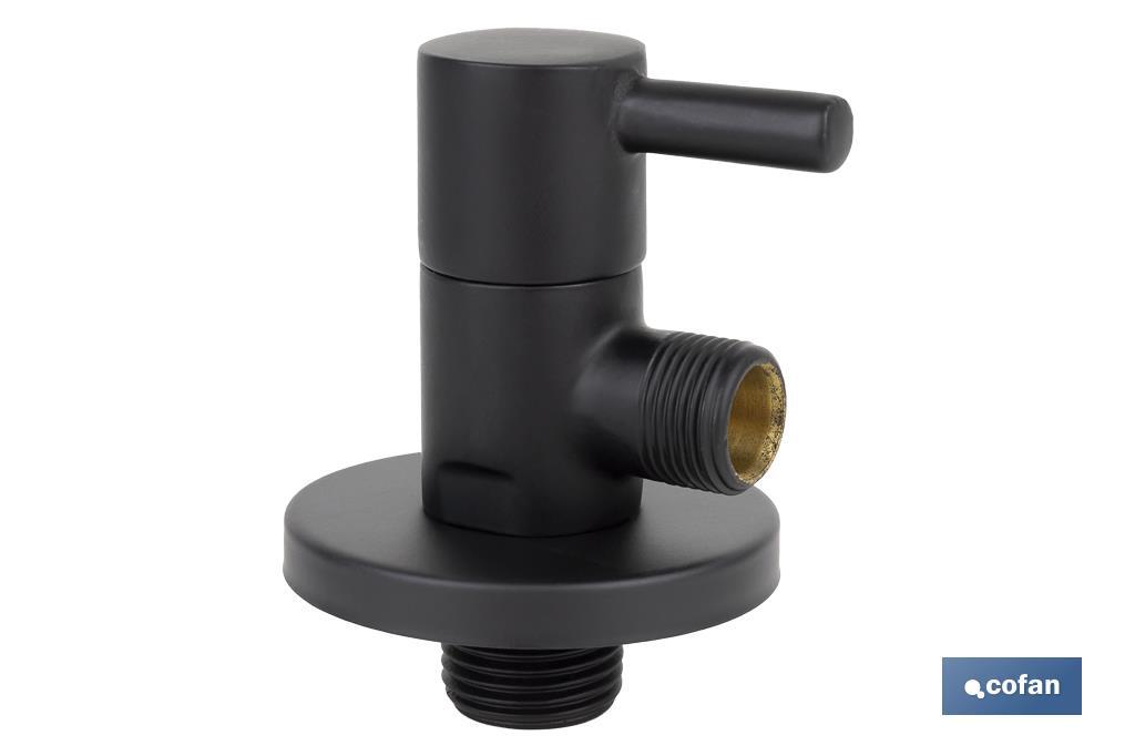 VÁLVULA DE ESCUADRA 1/2 x 3/8 MODELO LUX NEGRA