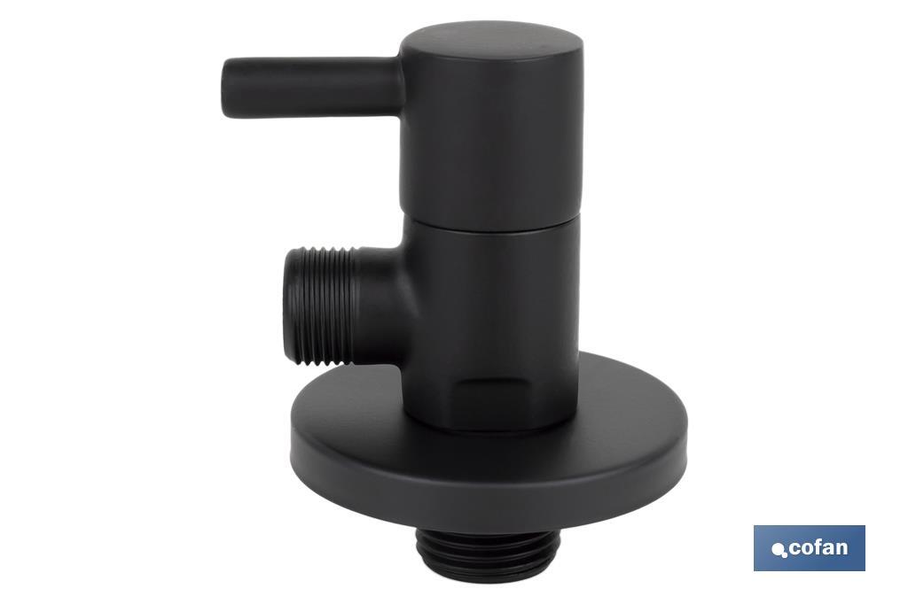 VÁLVULA DE ESCUADRA 1/2 x 3/8 MODELO LUX NEGRA