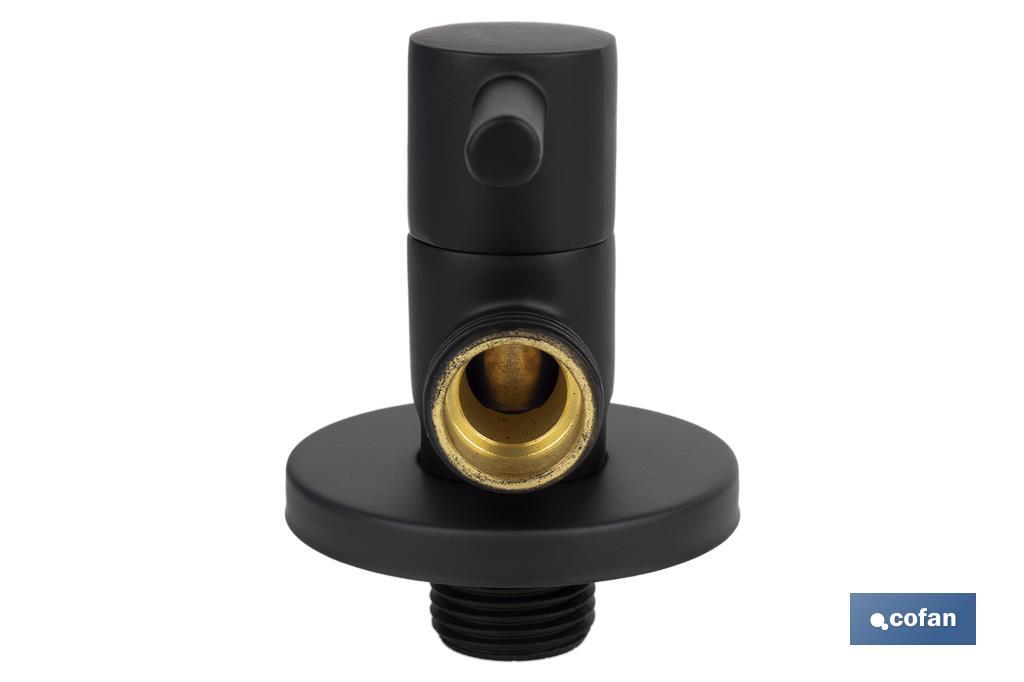 VÁLVULA DE ESCUADRA 1/2 x 1/2 MODELO LUX NEGRA