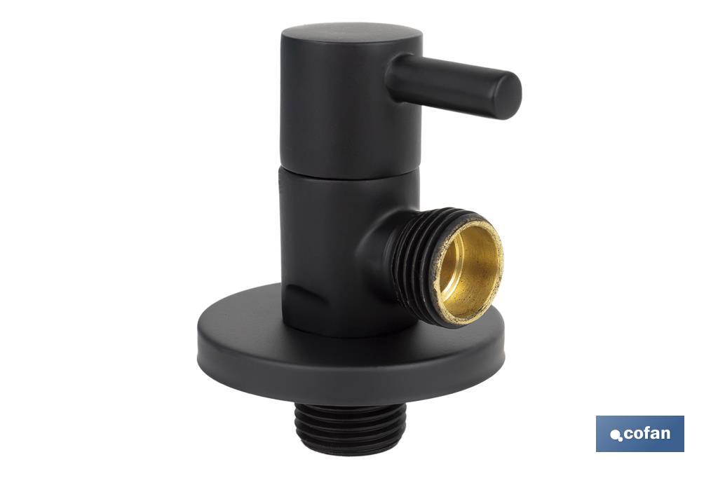 VÁLVULA DE ESCUADRA 1/2 x 1/2 MODELO LUX NEGRA