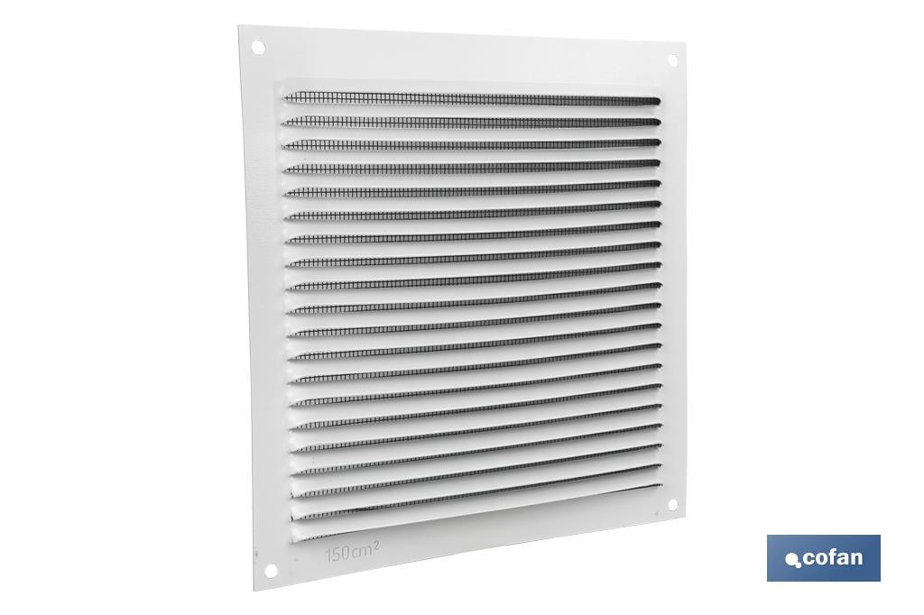 REJILLA DE VENTILACIÓN ALUMINIO BLANCO CON MOSQUITERA 17 X 17 CM