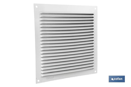 REJILLA DE VENTILACIÓN ALUMINIO BLANCO CON MOSQUITERA 17 X 17 CM