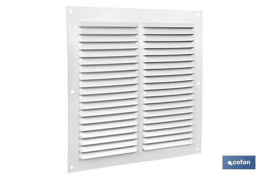 REJILLA DE VENTILACIÓN ALUMINIO BLANCO CON MOSQUITERA 20 X 20 CM