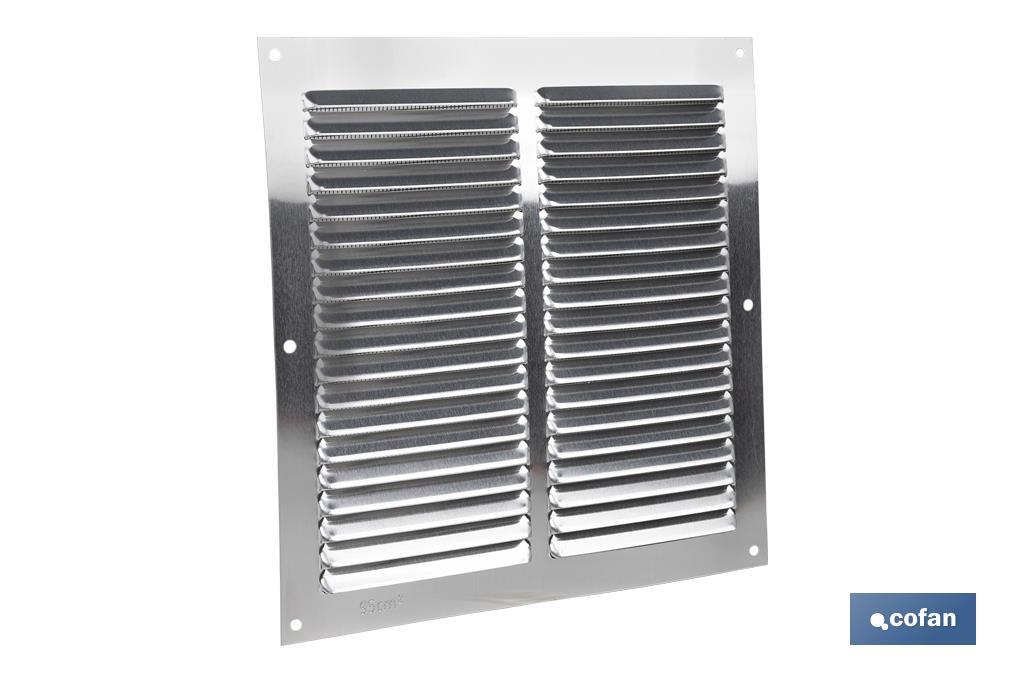 REJILLA DE VENTILACIÓN ALUMINIO CON MOSQUITERA 20 X 20 CM