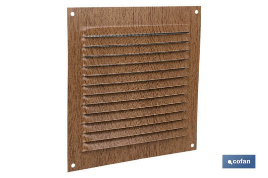 REJILLA DE VENTILACIÓN ALUMINIO MADERA CON MOSQUITERA 15 X 15 CM