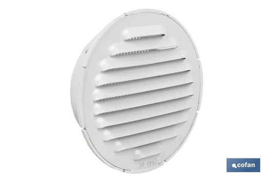 REJILLA DE VENTILACIÓN ALUMINIO-ABS BLANCO PARA EMPOTRAR A TUBO Ø10 CM