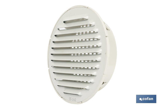 REJILLA DE VENTILACIÓN ALUMINIO-ABS BLANCO PARA EMPOTRAR A TUBO Ø12 CM