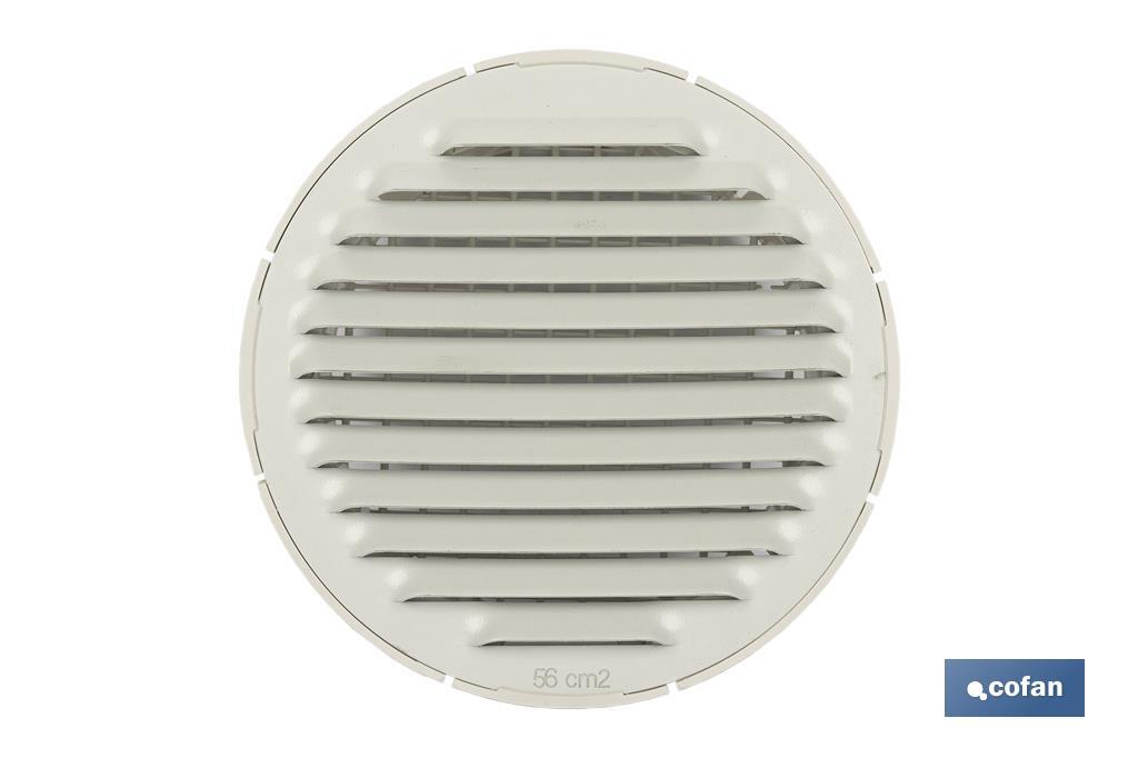 REJILLA DE VENTILACIÓN ALUMINIO-ABS BLANCO PARA EMPOTRAR A TUBO Ø12 CM