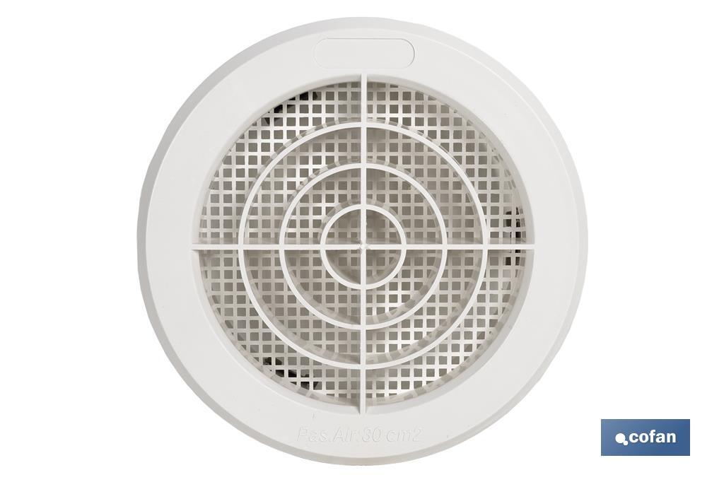 REJILLA DE VENTILACIÓN ABS BLANCO PARA EMPOTRAR A TUBO CON CLIP Ø10-11 CM